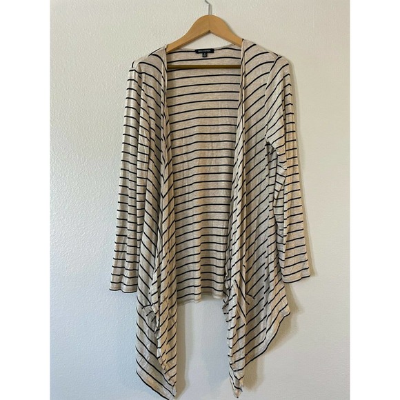 Max Edition Size M Women's Striped Open Front Draped Waterfall Cardigan Sweater - Picture 1 of 7